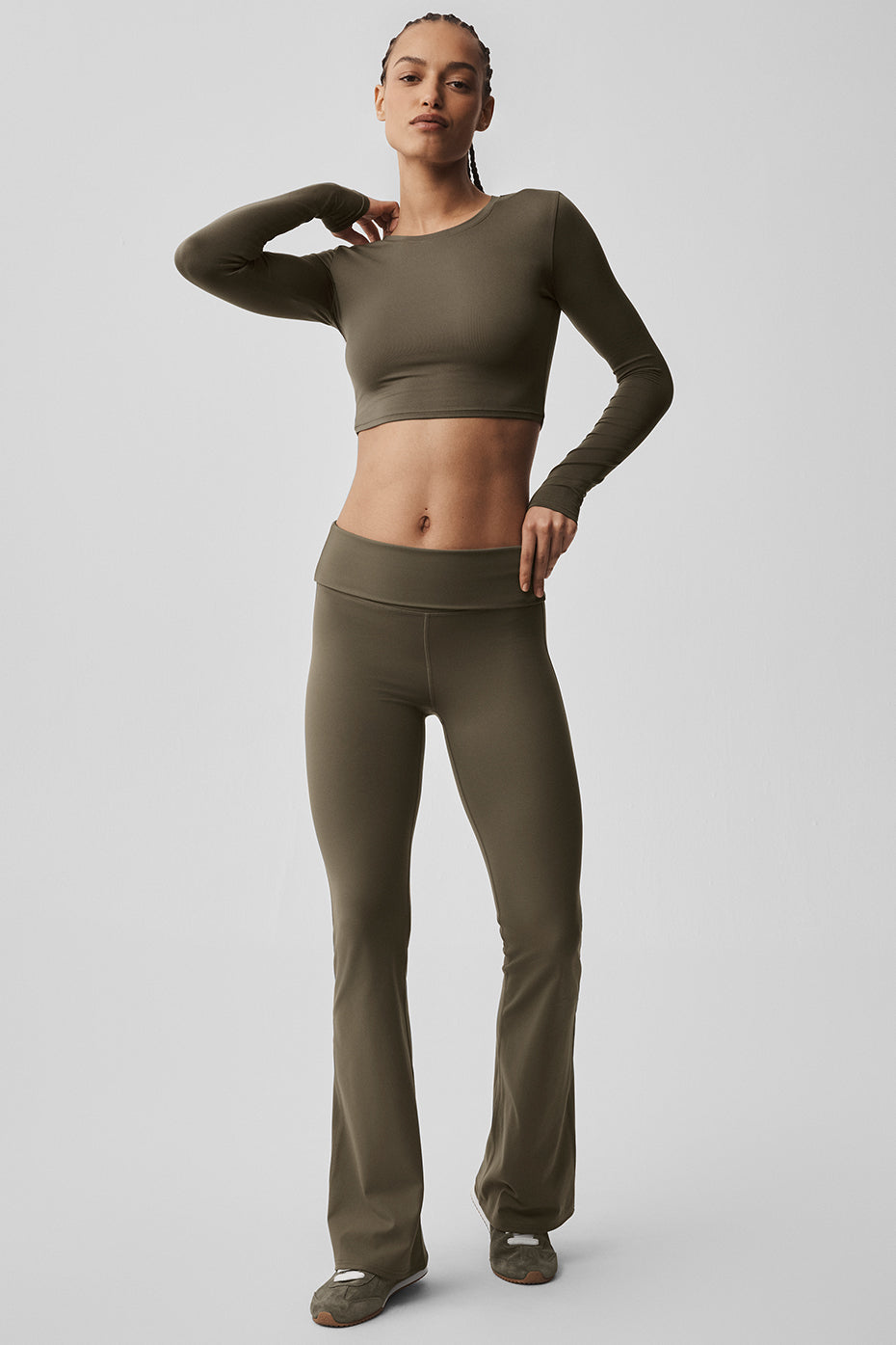 Crop Finesse Long Sleeve - Olive Tree