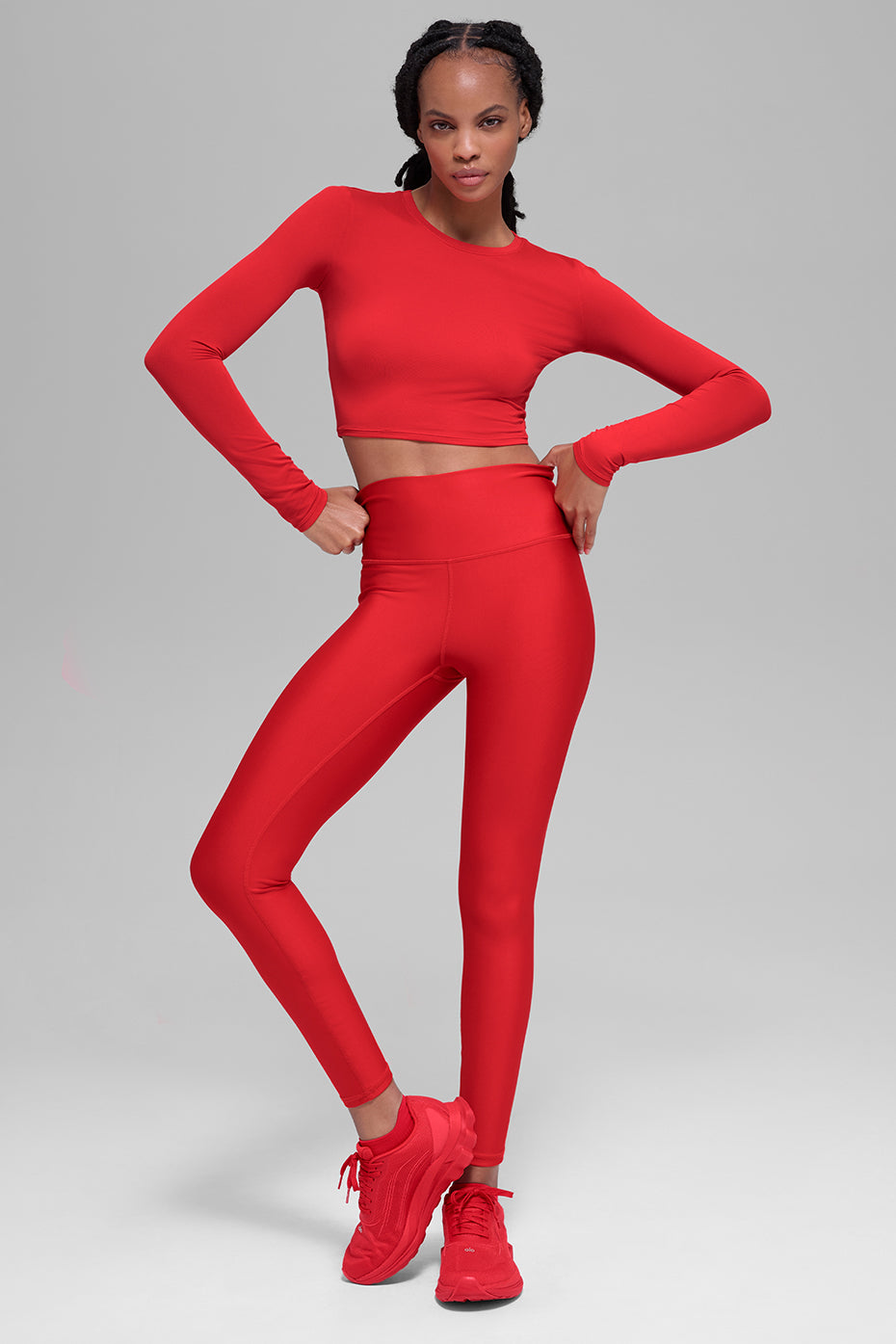 Crop Finesse Long Sleeve - Bright Red
