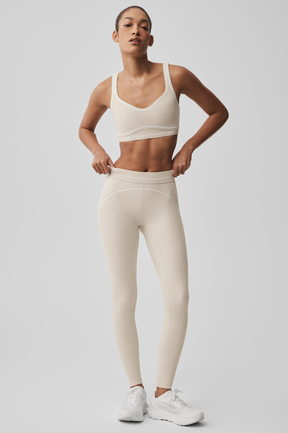 High-Waist Heart Throb Legging - Oatmeal Heather/White