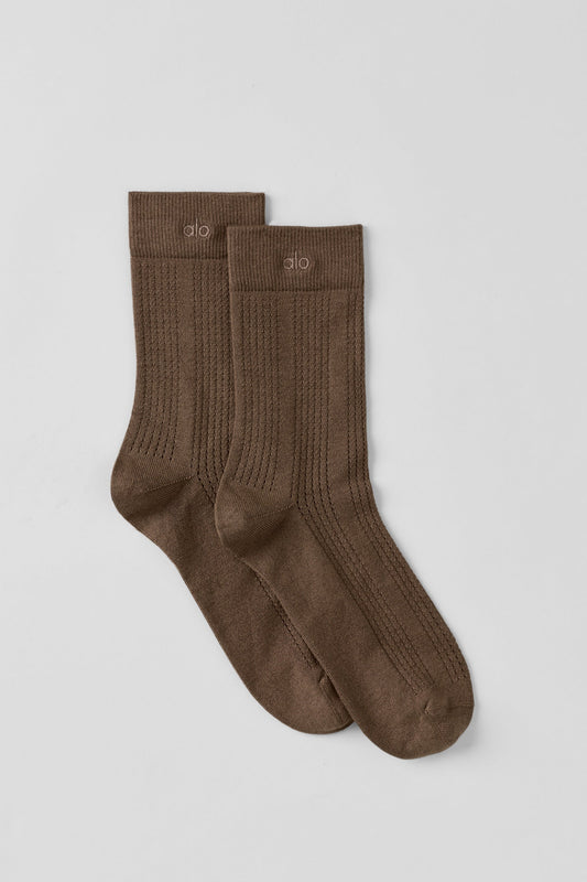 Cashmere Mesh Sock - Java Brown