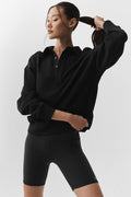 Take It Easy Long Sleeve Henley Pullover - Black