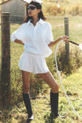 Take It Easy Long Sleeve Henley Pullover - White