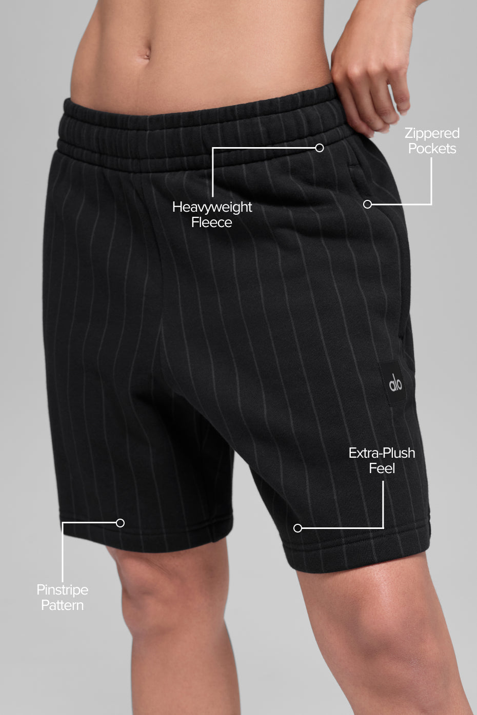 7"ALO  Pinstripe Short - Black Pinstripe