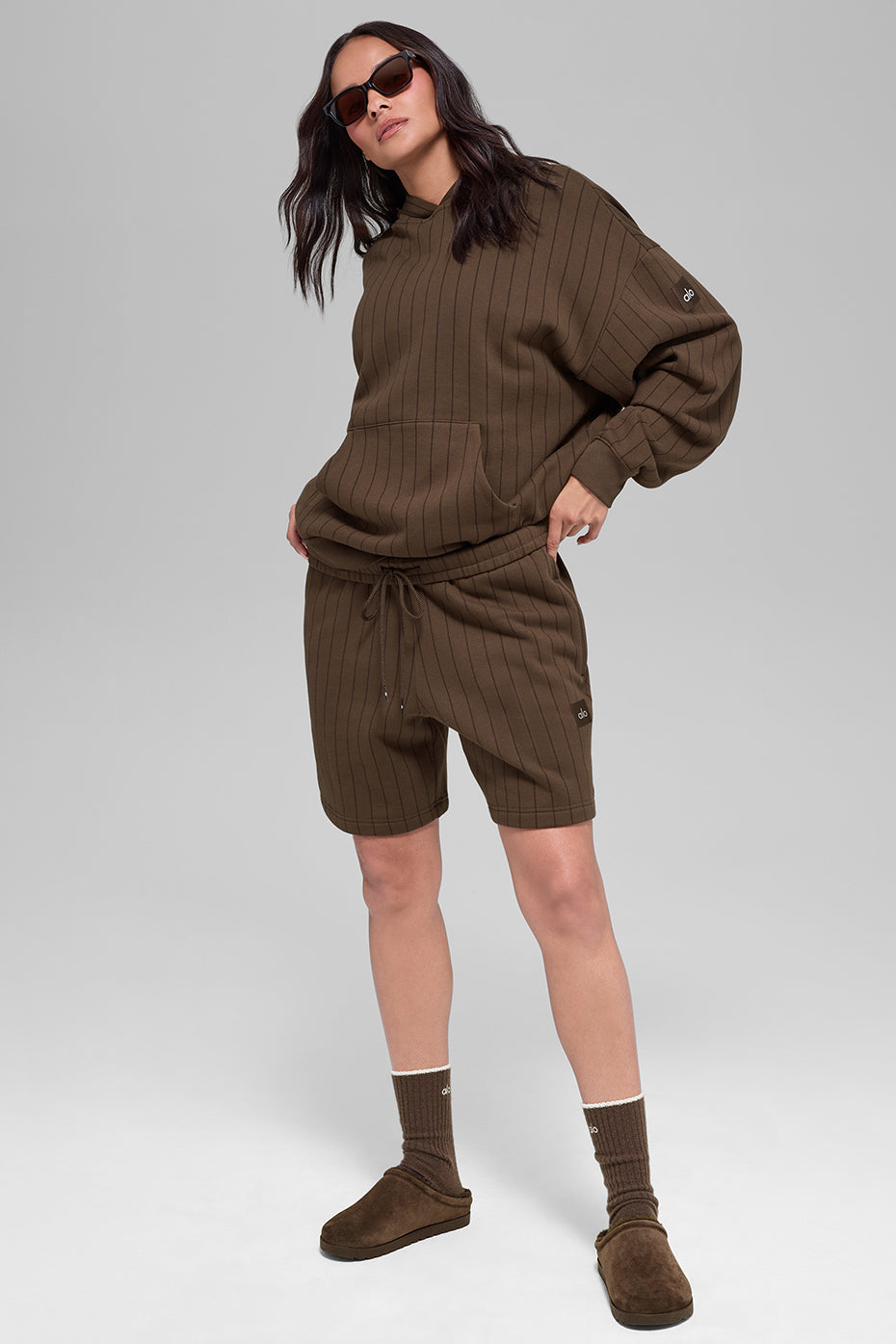 7" ALO Pinstripe Short - Espresso Pinstripe