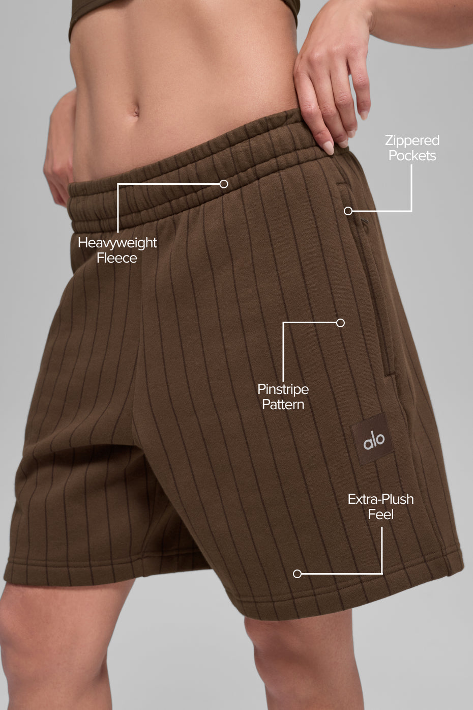 7" ALO Pinstripe Short - Espresso Pinstripe