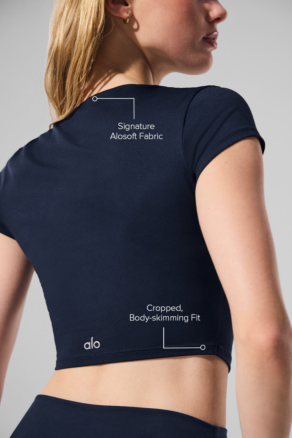 Crop Finesse Short Sleeve - Navy