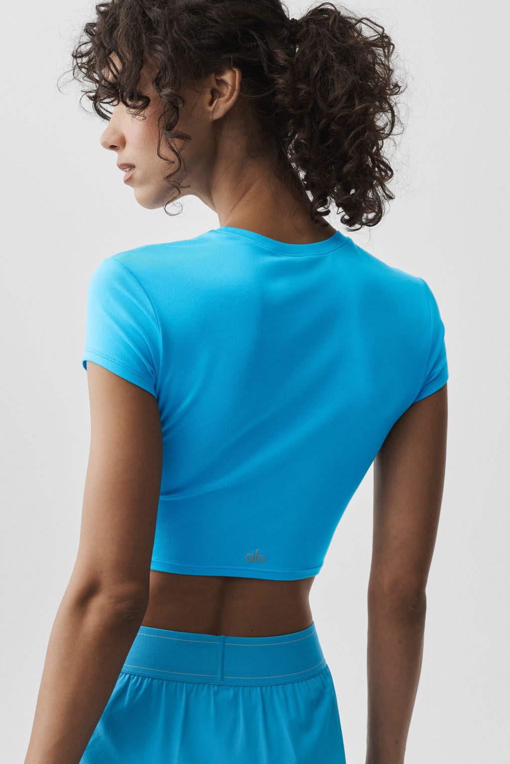 Alosoft Crop Finesse Short Sleeve - Azure Blue