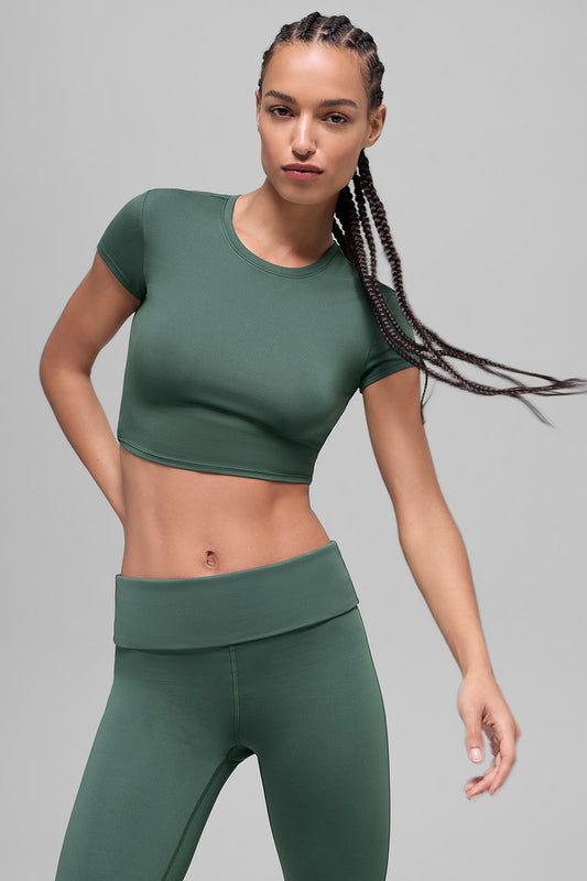 Crop Finesse Short Sleeve - Clover Green