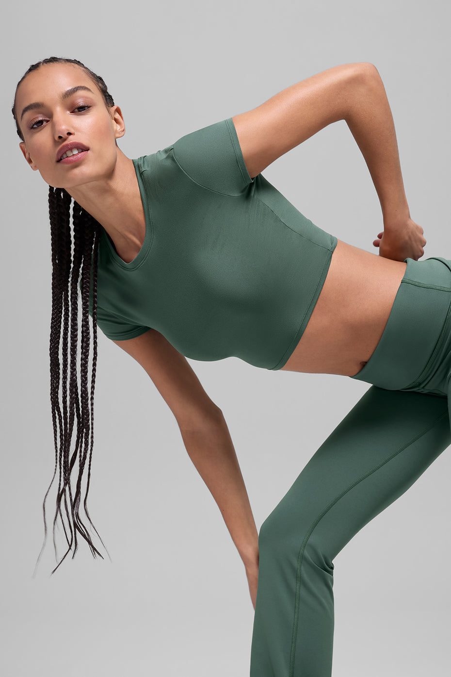 Crop Finesse Short Sleeve - Clover Green