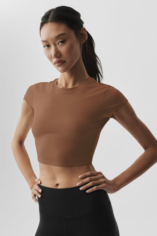Crop Finesse Short Sleeve - Sun Kissed Brown