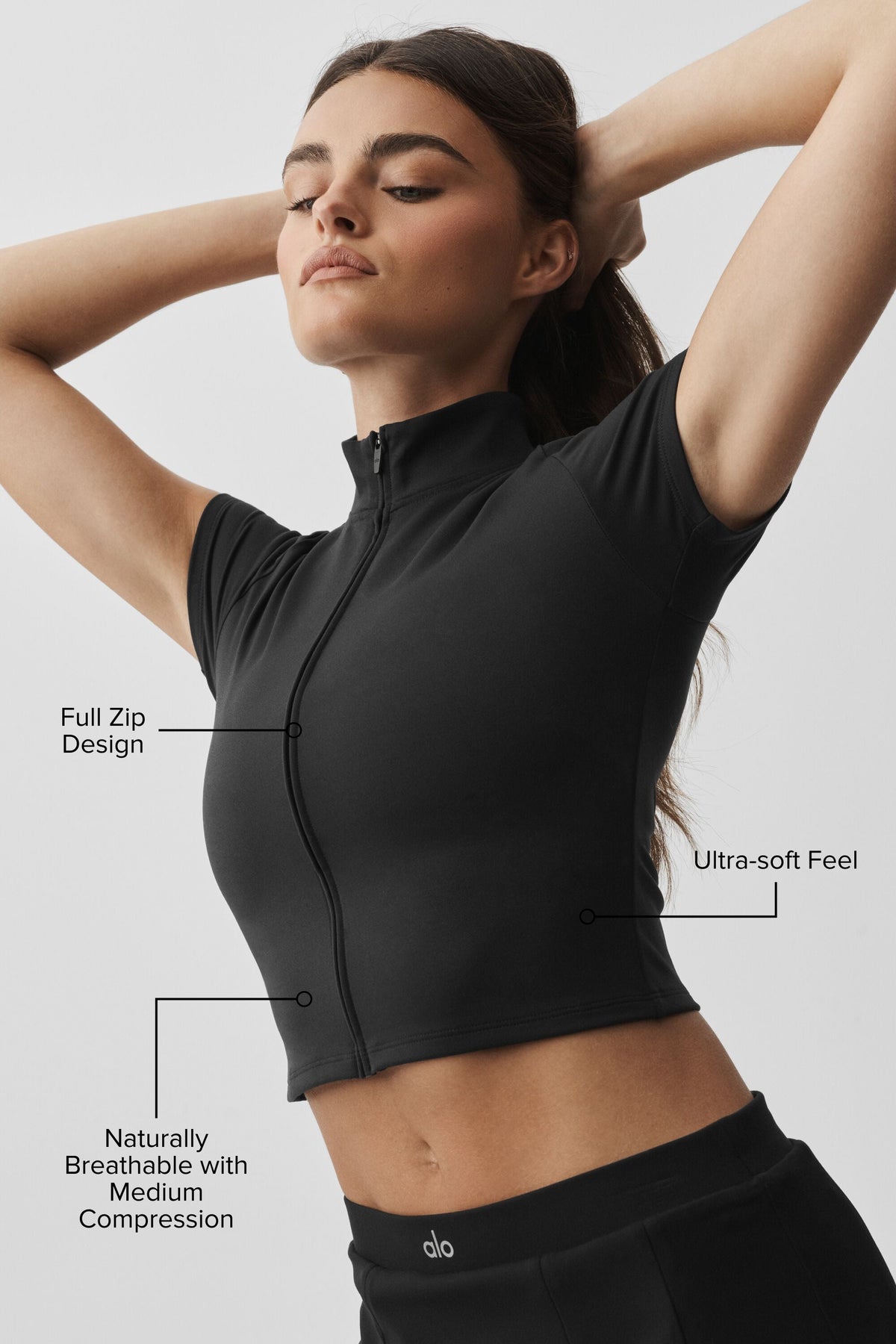Softsculpt Full Zip Short Sleeve - Black