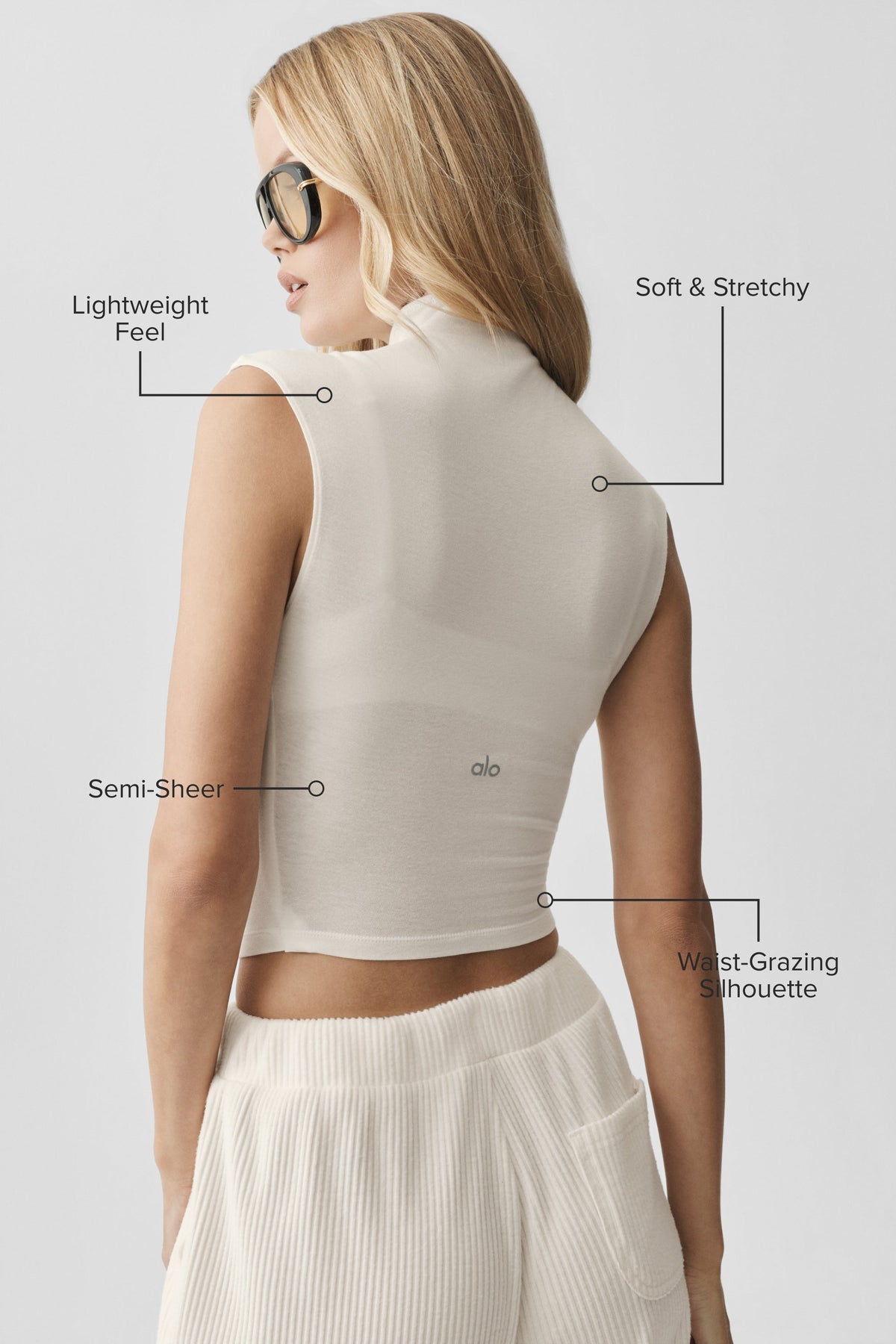 Semi Sheer Mock Neck Oasis Tank - Ivory