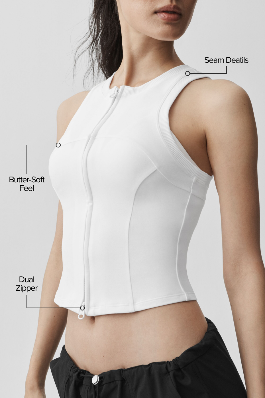Level Up Full Zip Tank - White