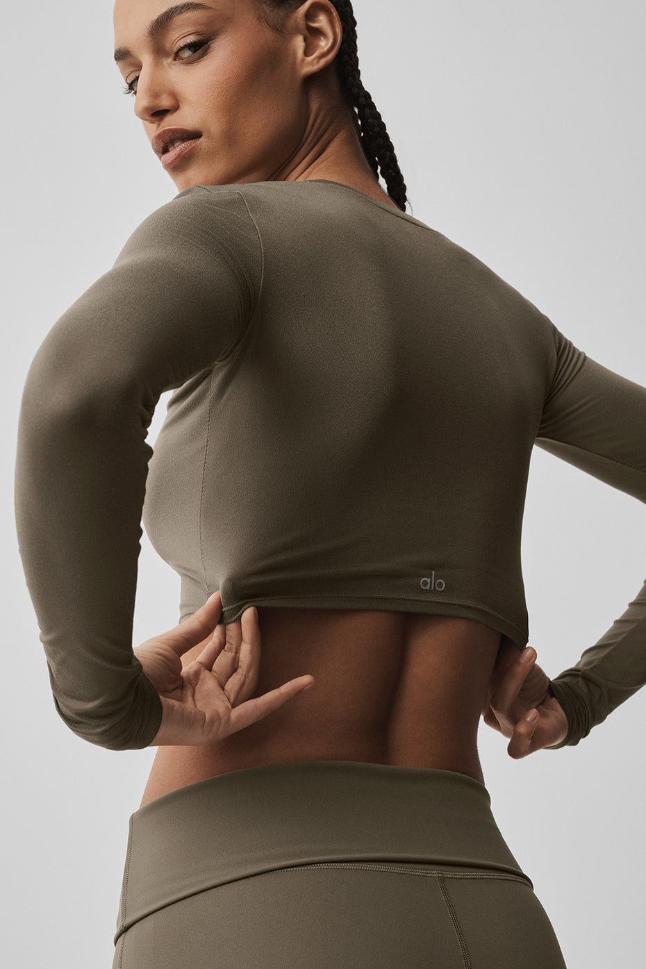 Crop Finesse Long Sleeve - Olive Tree