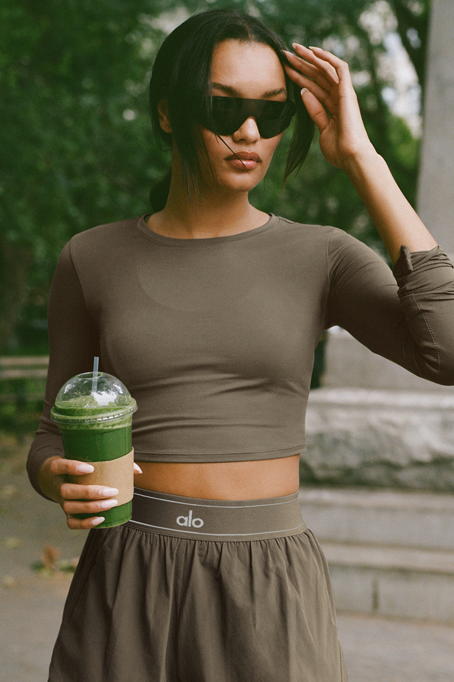 Crop Finesse Long Sleeve - Olive Tree