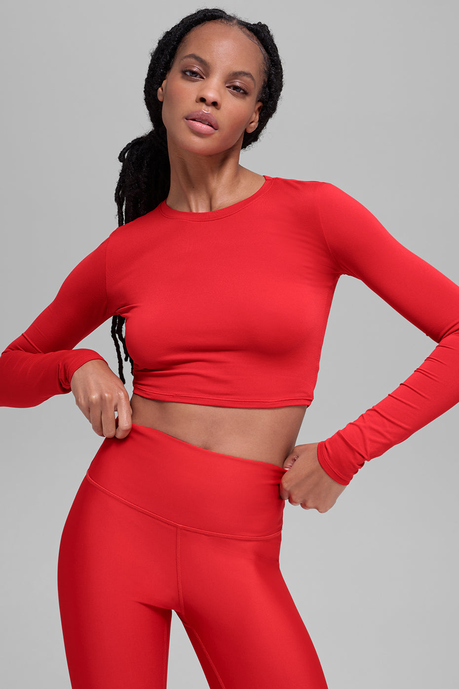 Crop Finesse Long Sleeve - Bright Red