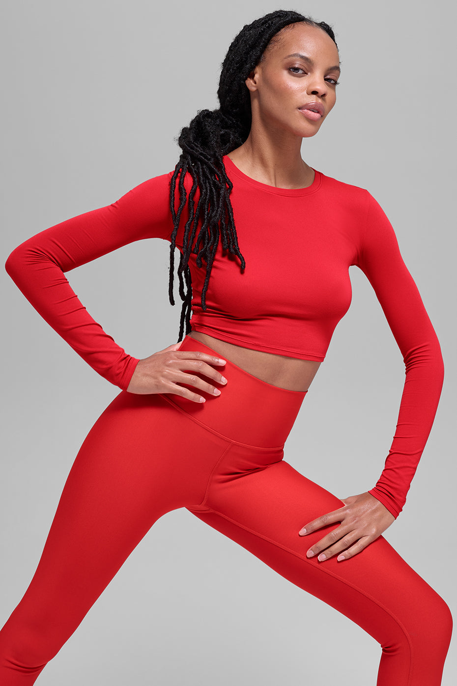 Crop Finesse Long Sleeve - Bright Red