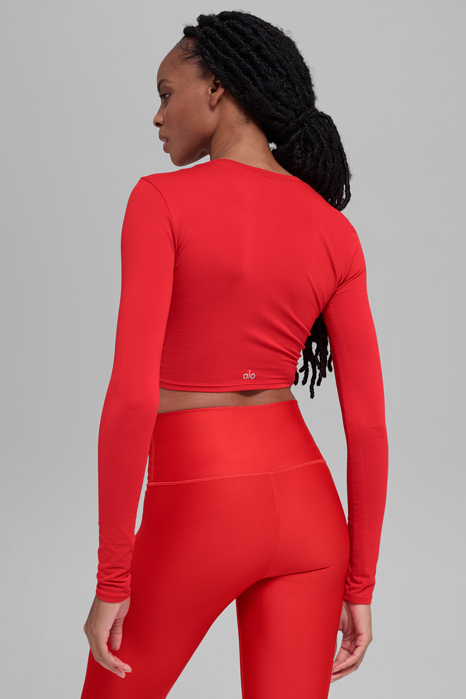 Crop Finesse Long Sleeve - Bright Red