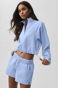 Cropped 1/4 Zip Alumni Pullover - Light Provence Blue