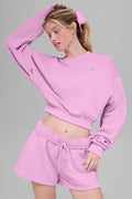 Cropped Accolade Crewneck - Candy Heart Pink