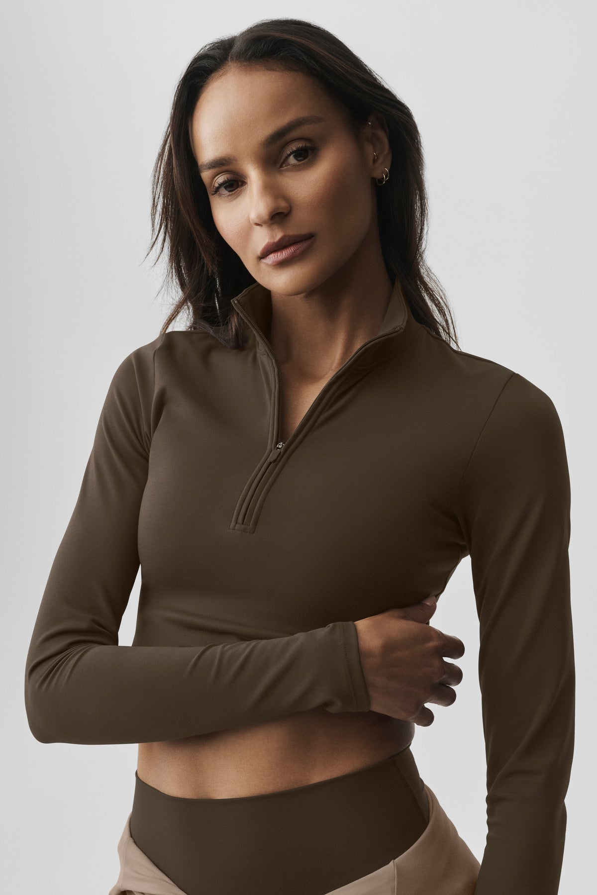 ALO Softsculpt Precision 1/4 Zip Long Sleeve - Espresso