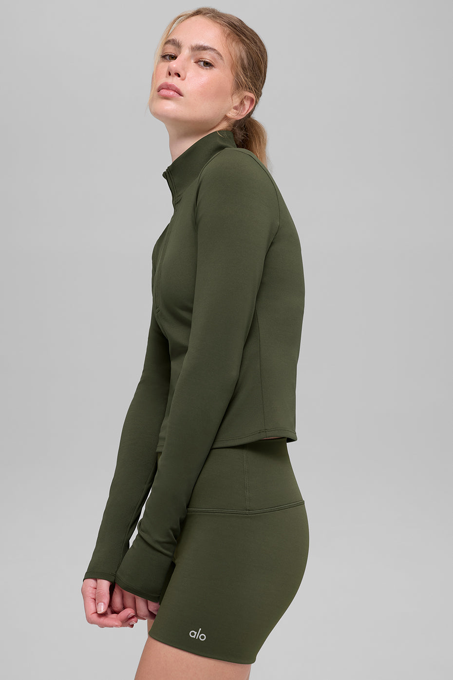 Softsculpt Precision 1/4 Zip Long Sleeve - Green Olive