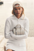 Scholar Knit Cropped Full Zip Jacket - White Heather