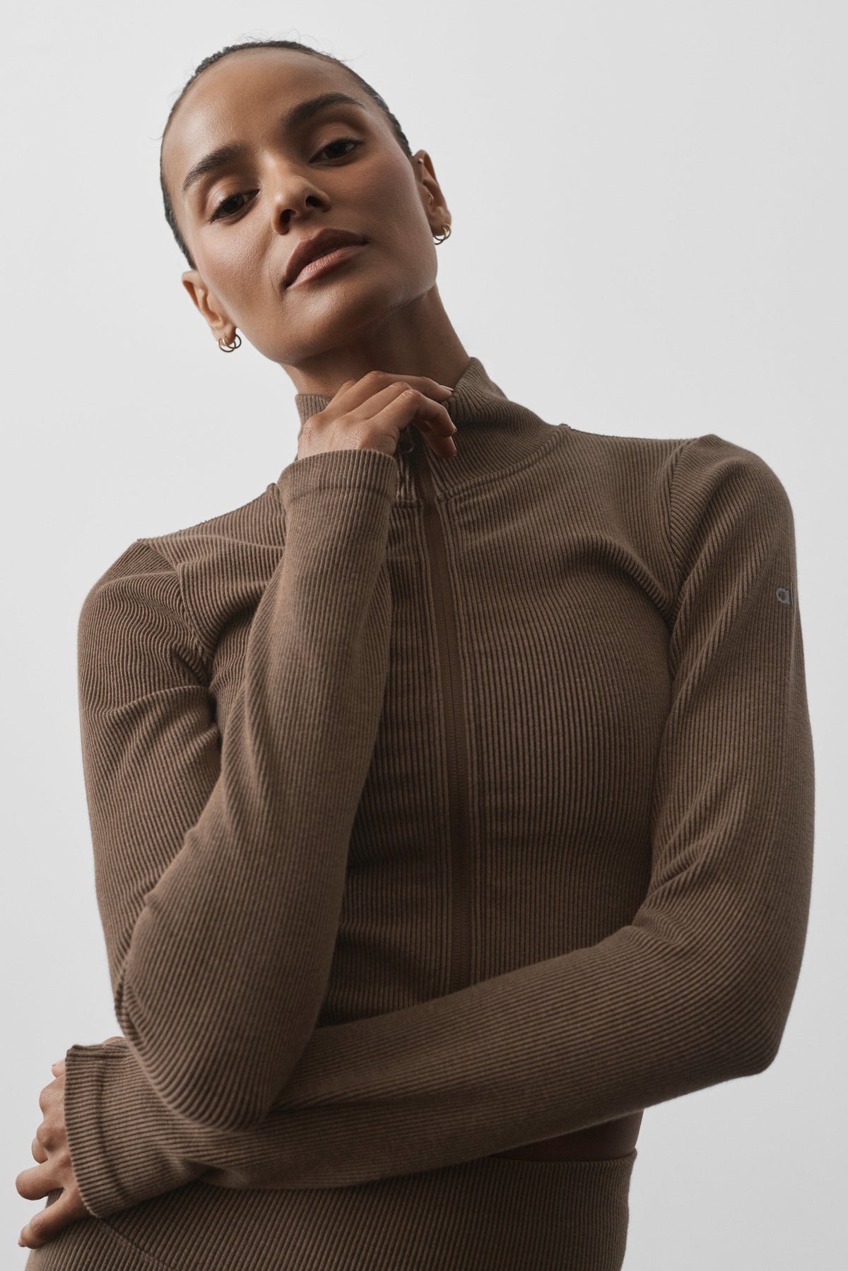 Seamless Two Tone Rib Jacket - Java Brown