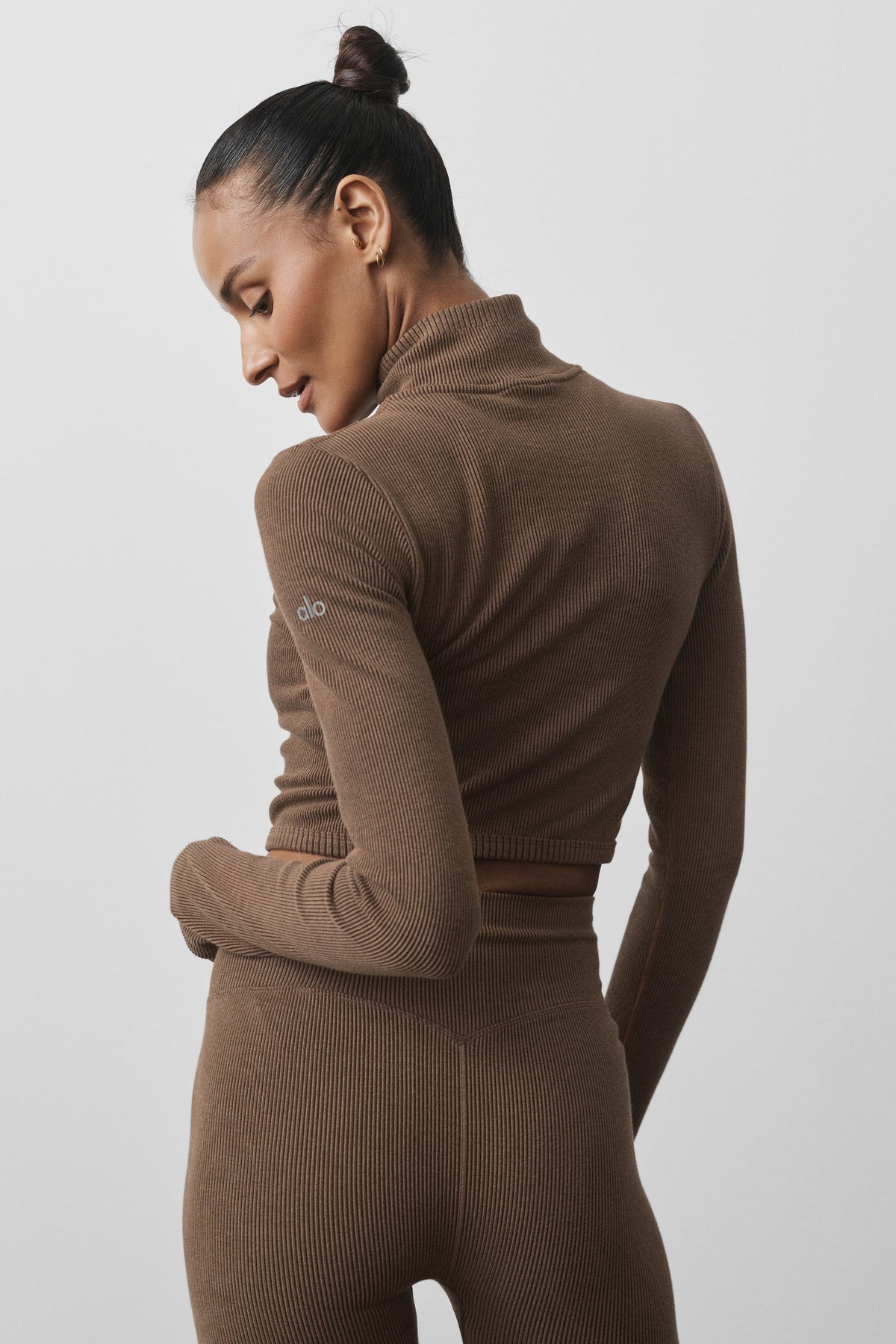 Seamless Two Tone Rib Jacket - Java Brown
