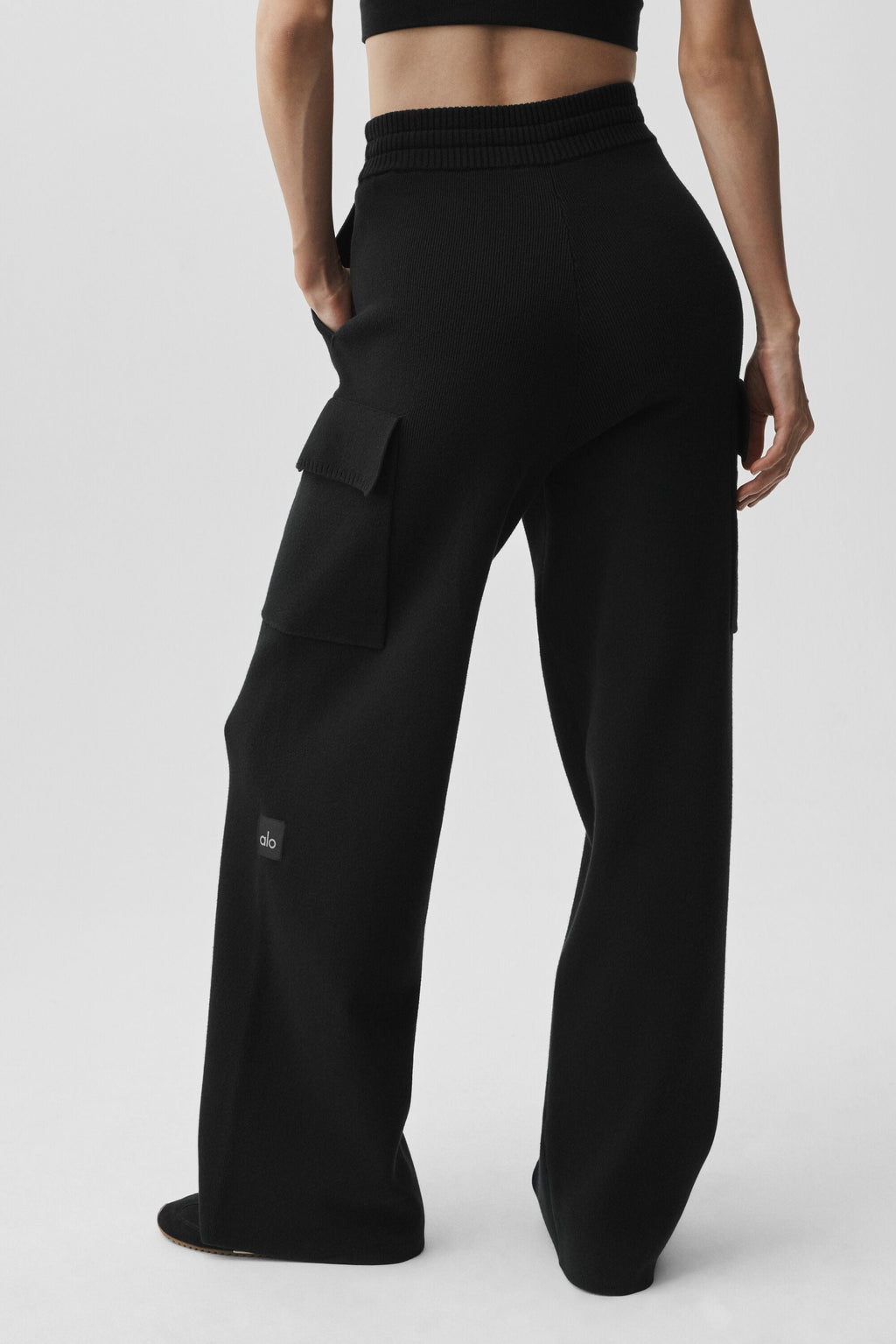 Scholar Knit High-Waist Cargo Pant - Black