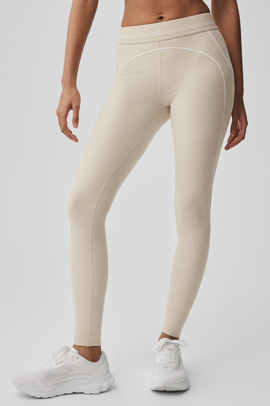 High-Waist Heart Throb Legging - Oatmeal Heather/White