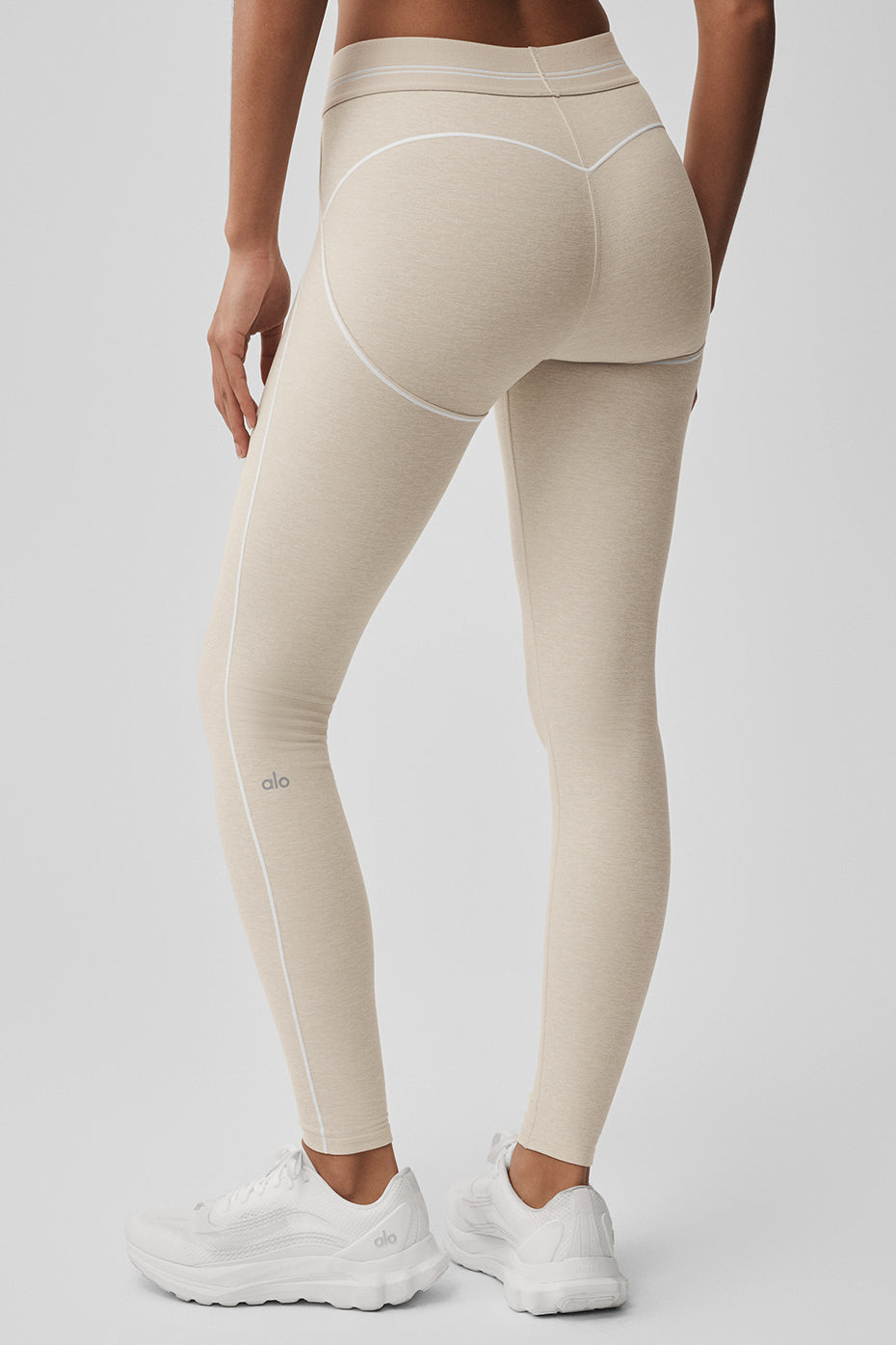 High-Waist Heart Throb Legging - Oatmeal Heather/White