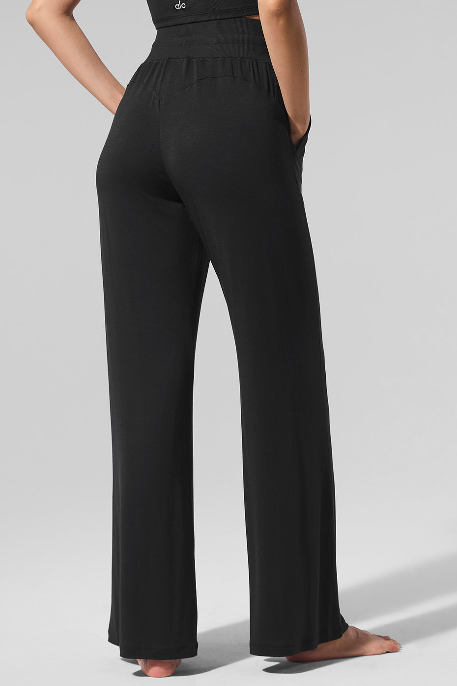 Semi-Sheer Delicate Lounge Flare Pant (Regular) - Black