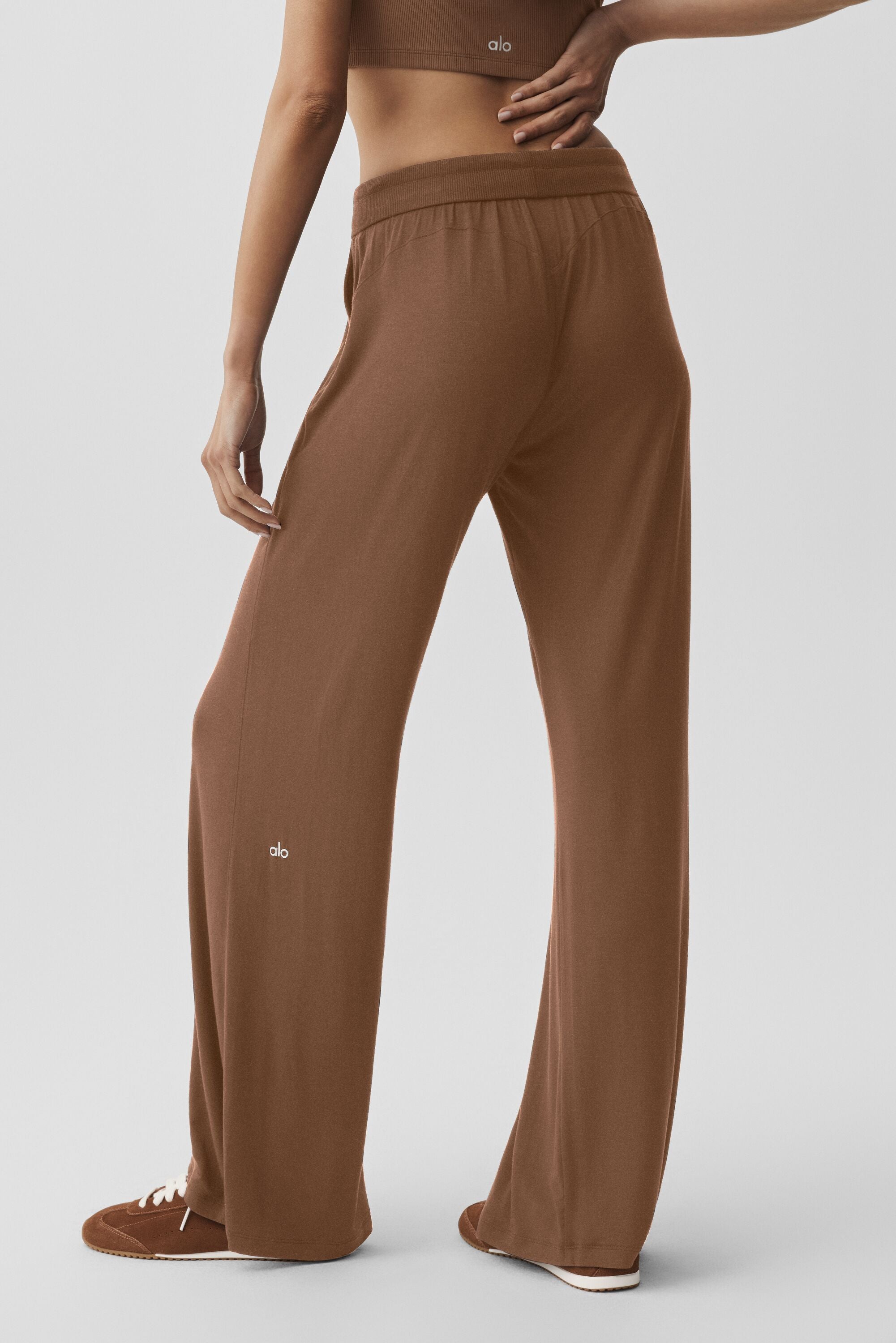 Semi-Sheer Delicate Lounge Flare Pant (Regular) - Sun Kissed Brown