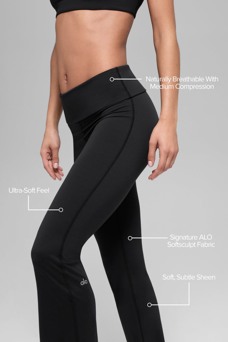 ALO Softsculpt Foldover Flare Legging - Black