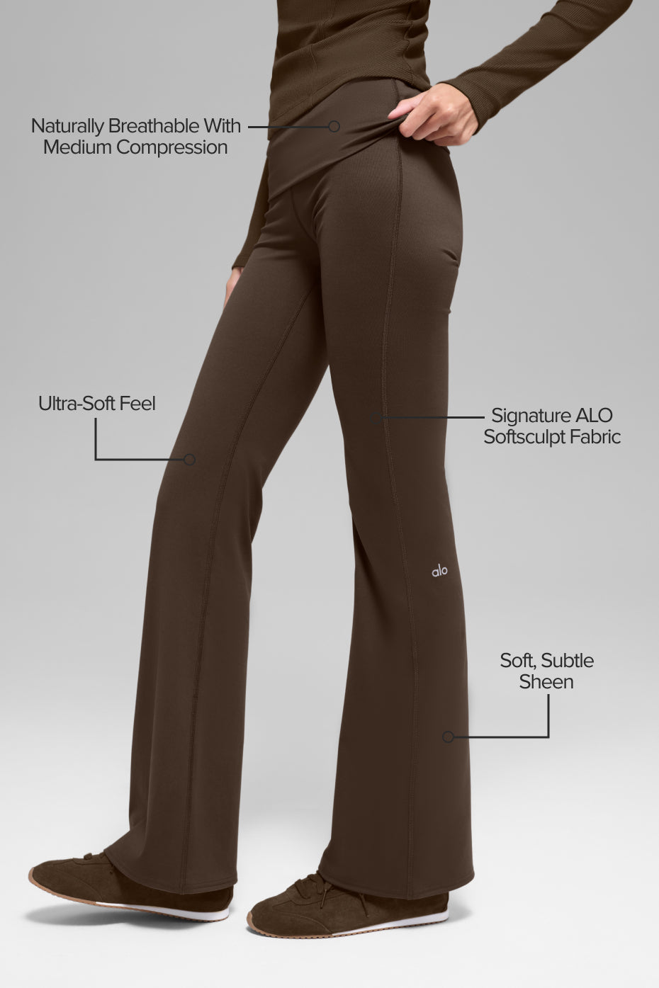 Softsculpt Foldover Flare Legging - Espresso