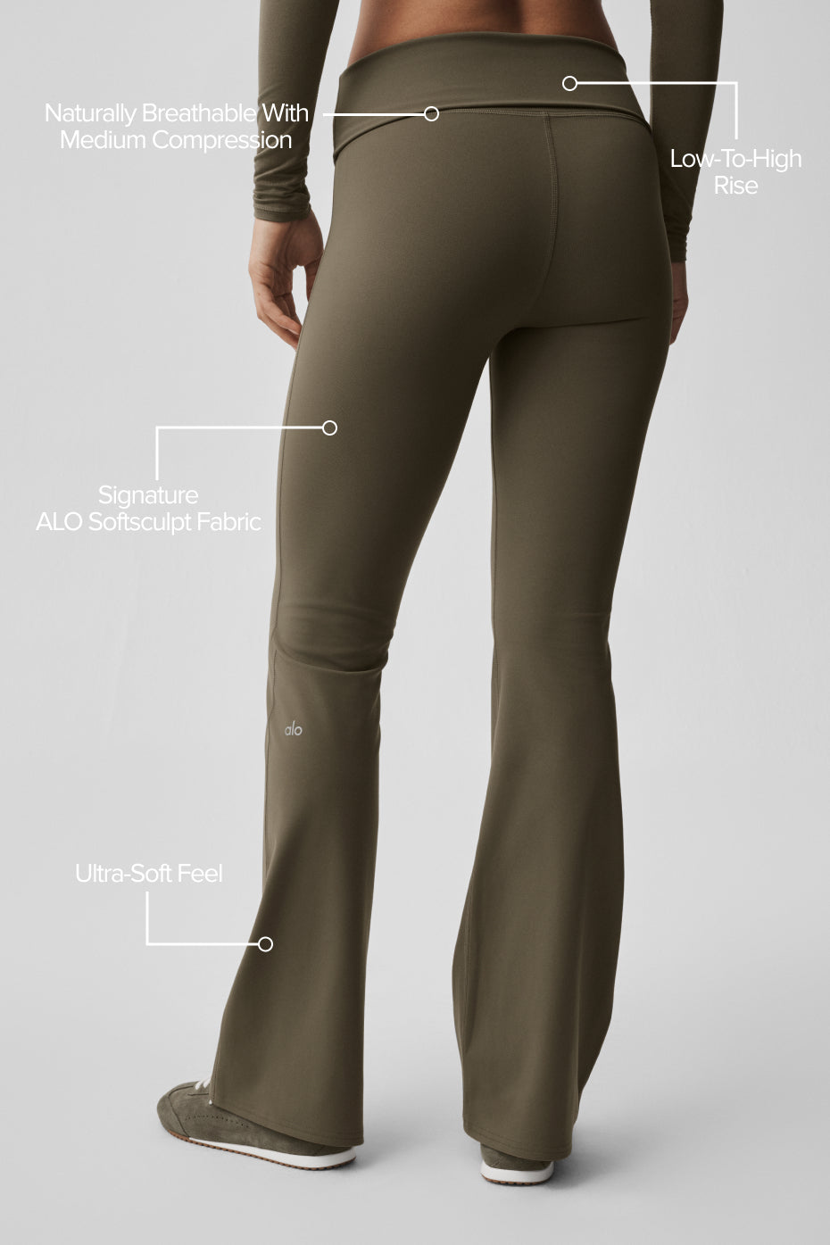 ALO Softsculpt Foldover Flare Legging - Olive Tree