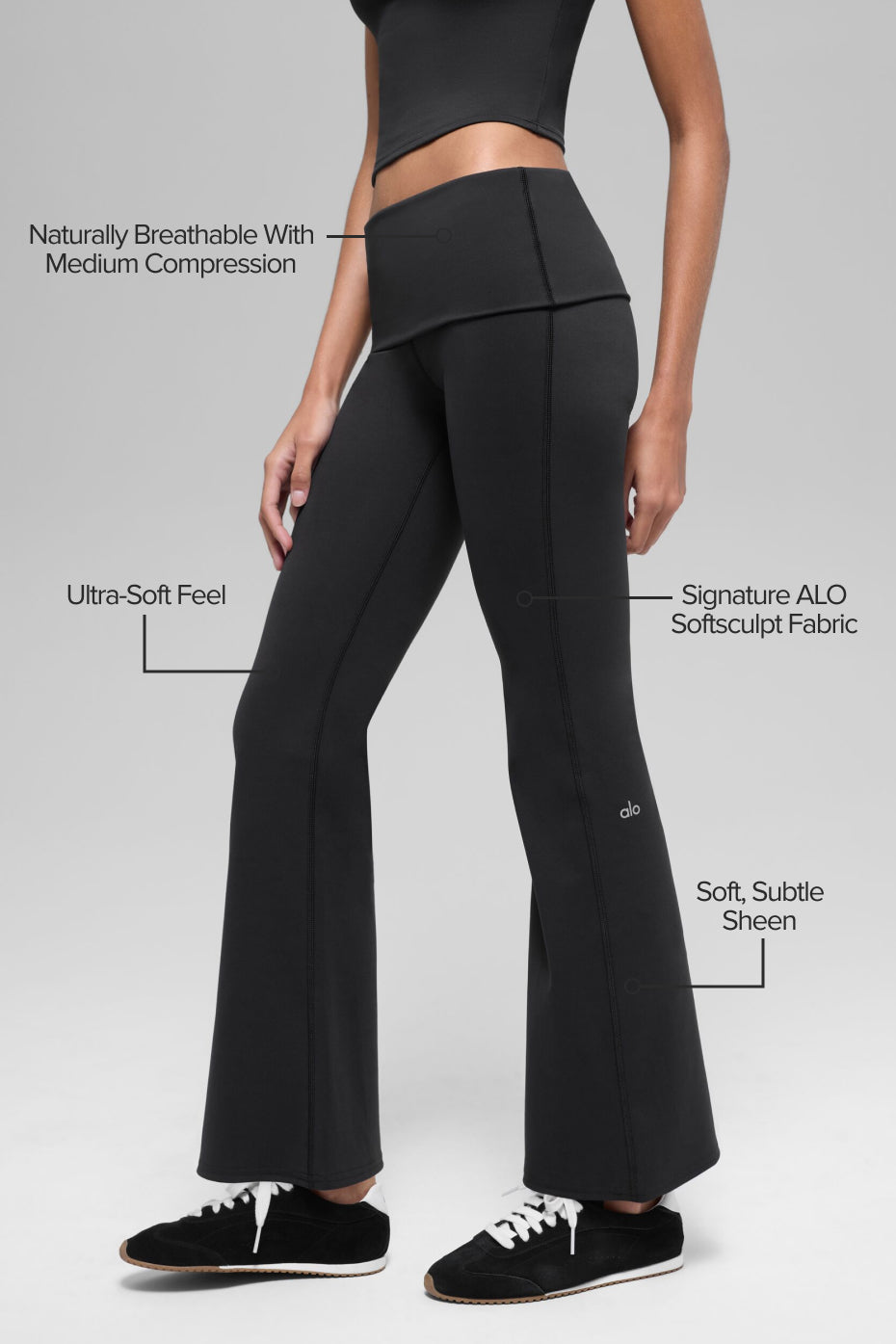 Softsculpt Foldover Flare Legging (Short) - Black