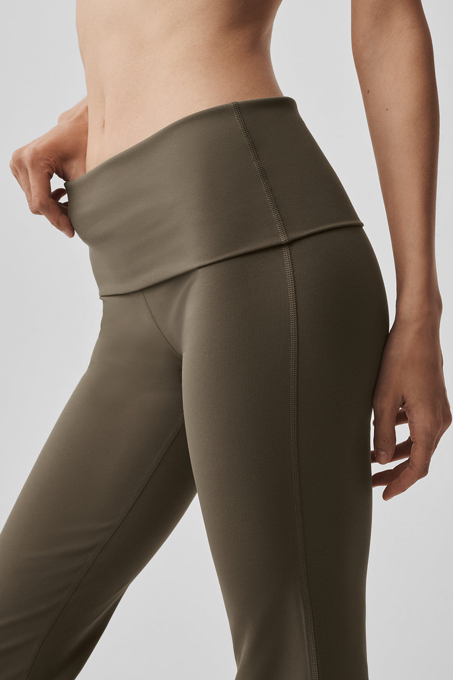 Foldover Flare Legging (Short) - Olive Tree
