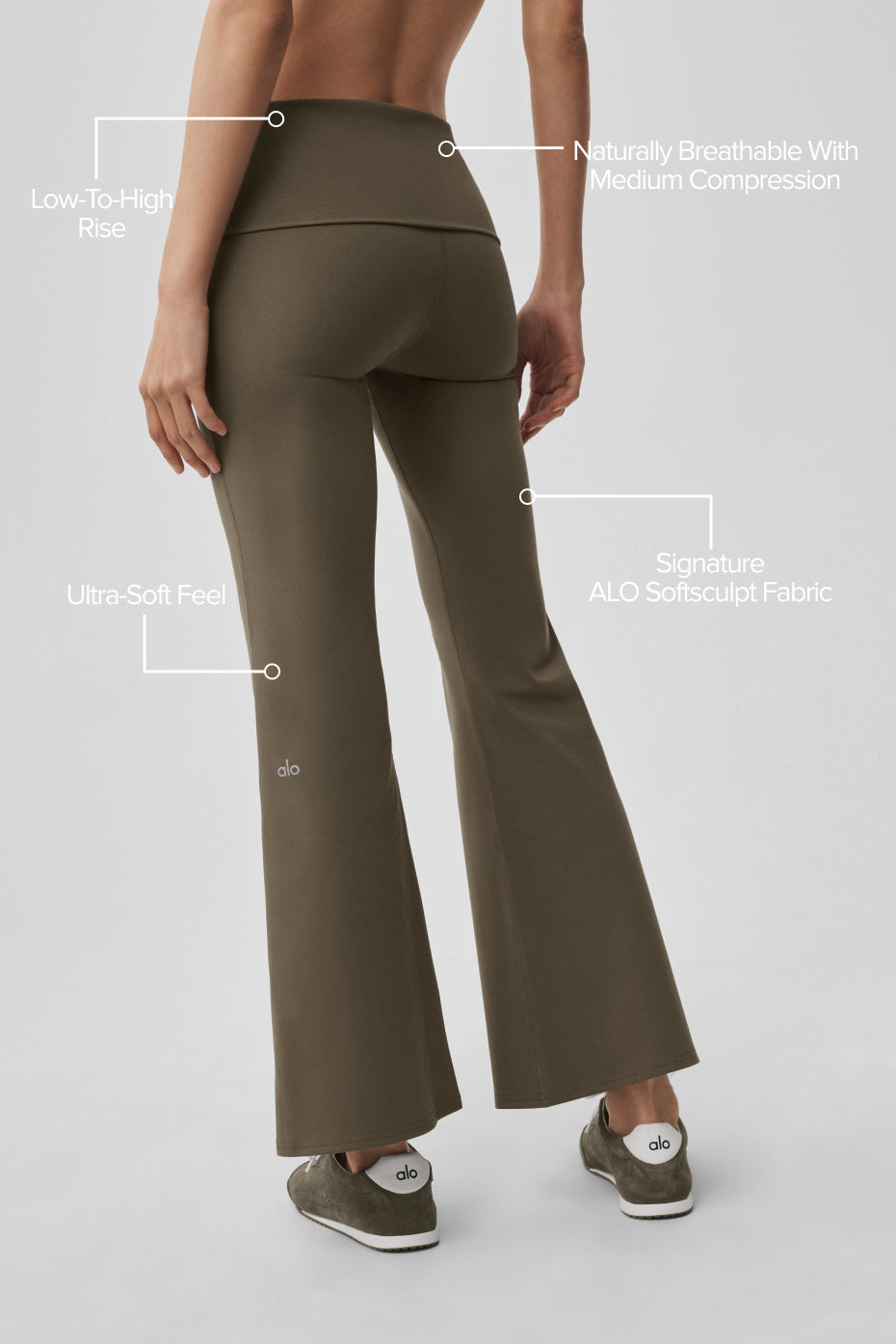 Foldover Flare Legging (Short) - Olive Tree