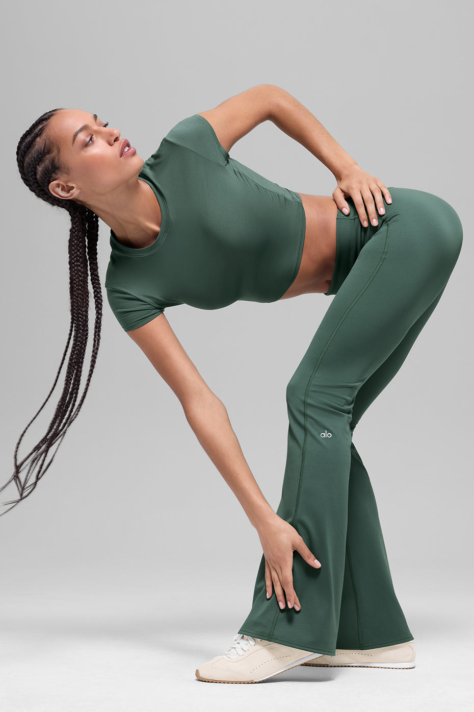 Softsculpt Foldover Flare Legging (Short) - Clover Green