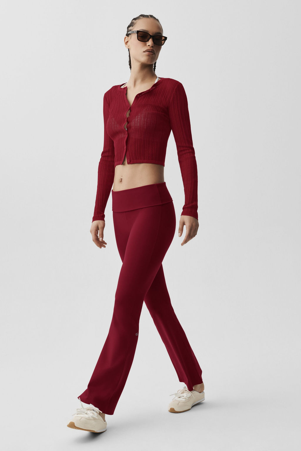 ALO Softsculpt 7/8 Foldover Flare Legging - Summer Romance Red