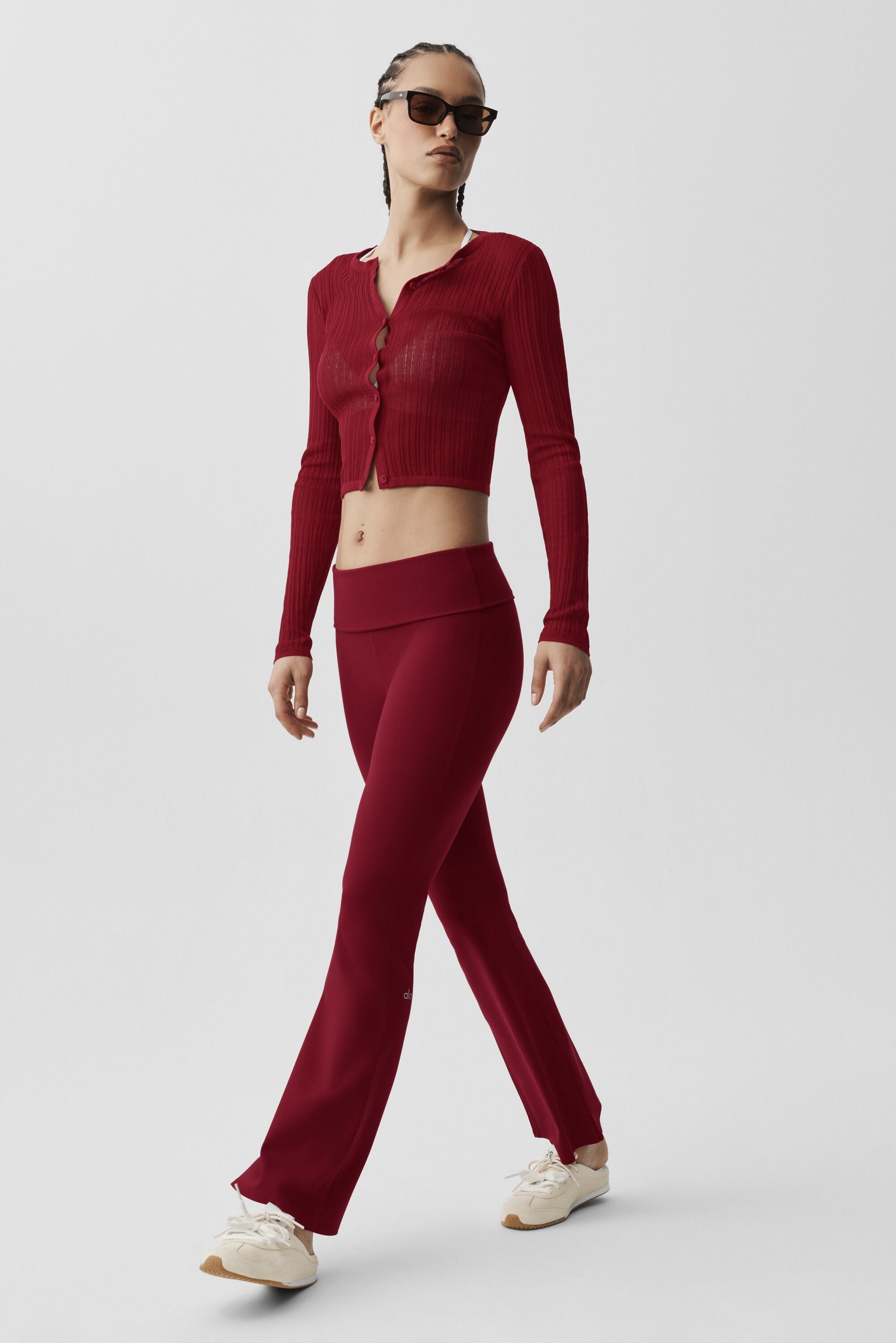 ALO Softsculpt 7/8 Foldover Flare Legging - Summer Romance Red