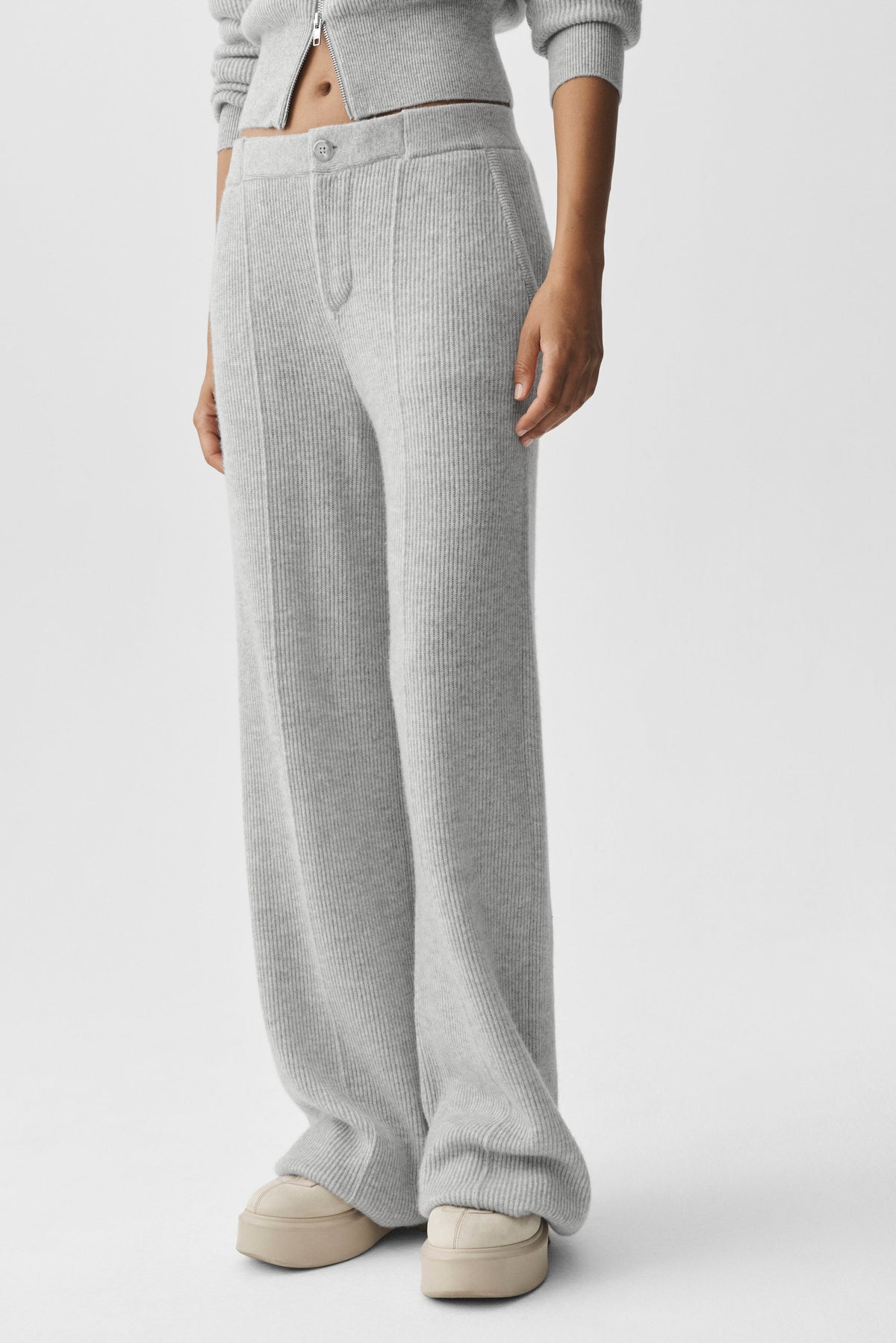 Cashmere Wool Low-Rise Harmony Trouser (Regular) - Athletic Heather Grey