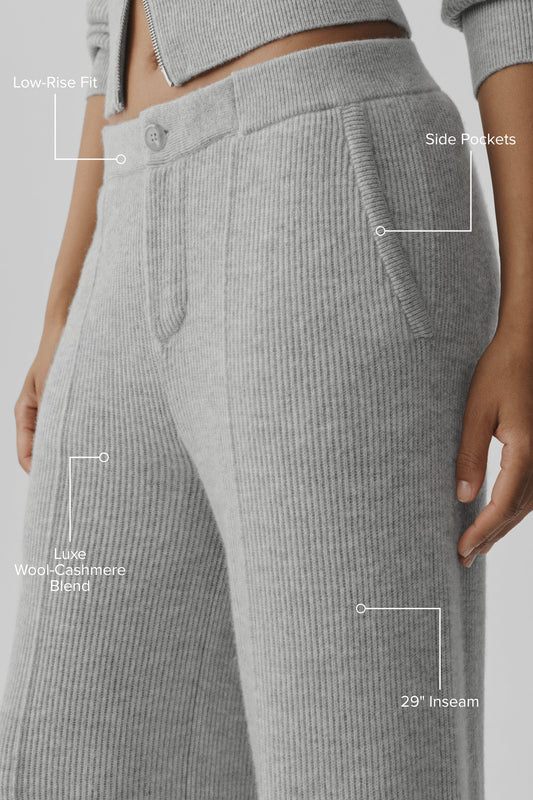 Cashmere Wool Low-Rise Harmony Trouser (Regular) - Athletic Heather Grey
