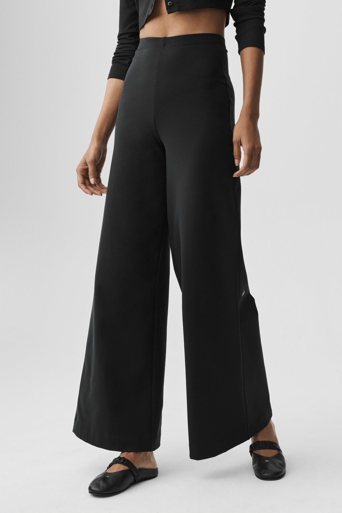 Airbrush High-Waist Wide Leg Pant (Regular) - Black