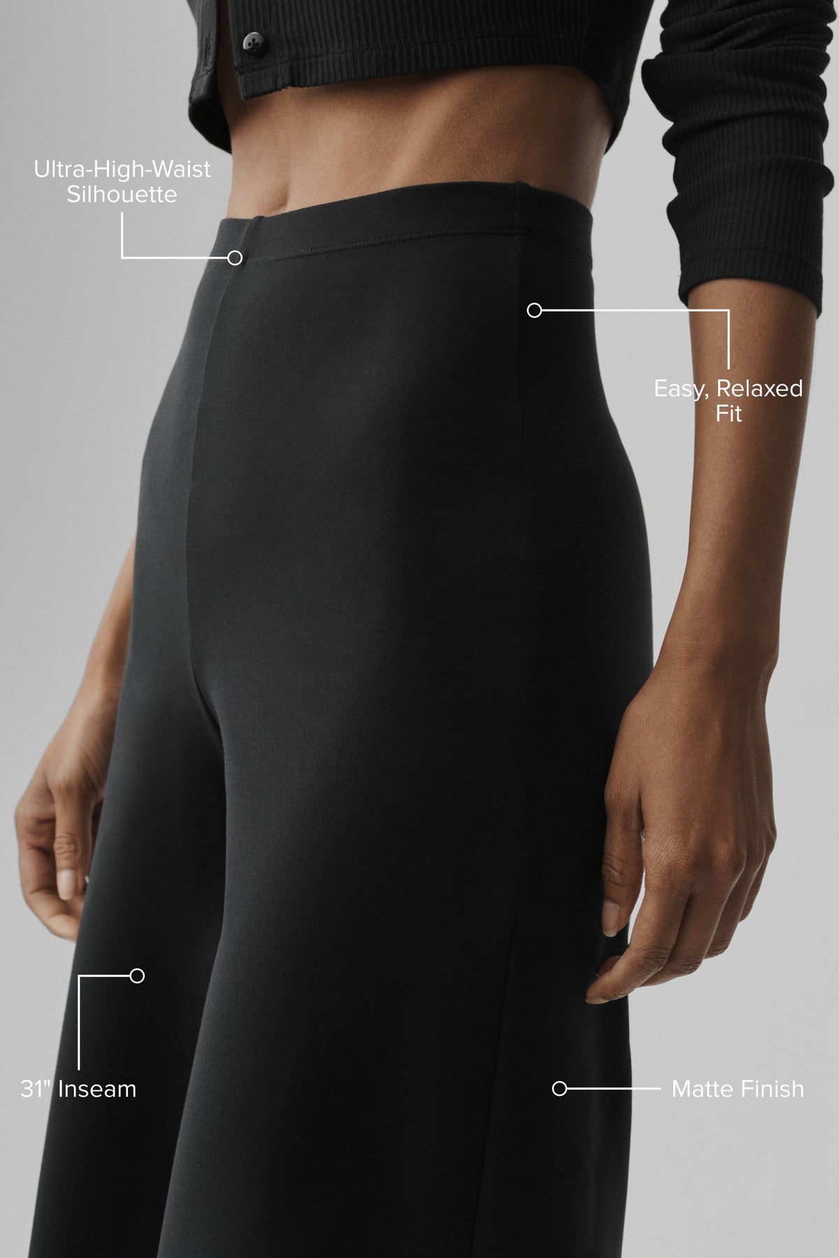 Airbrush High-Waist Wide Leg Pant (Regular) - Black