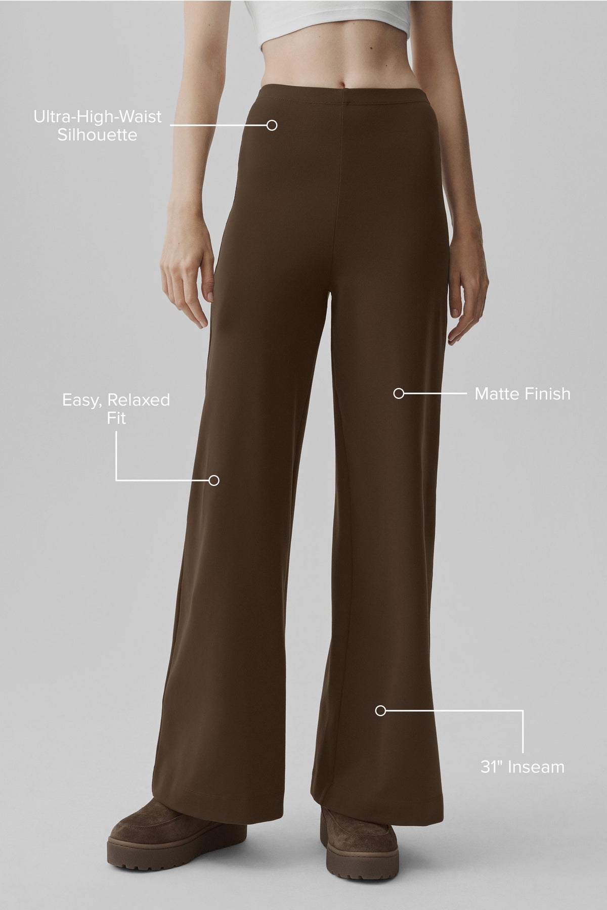 Airbrush High-Waist Wide Leg Pant (Regular) - Espresso
