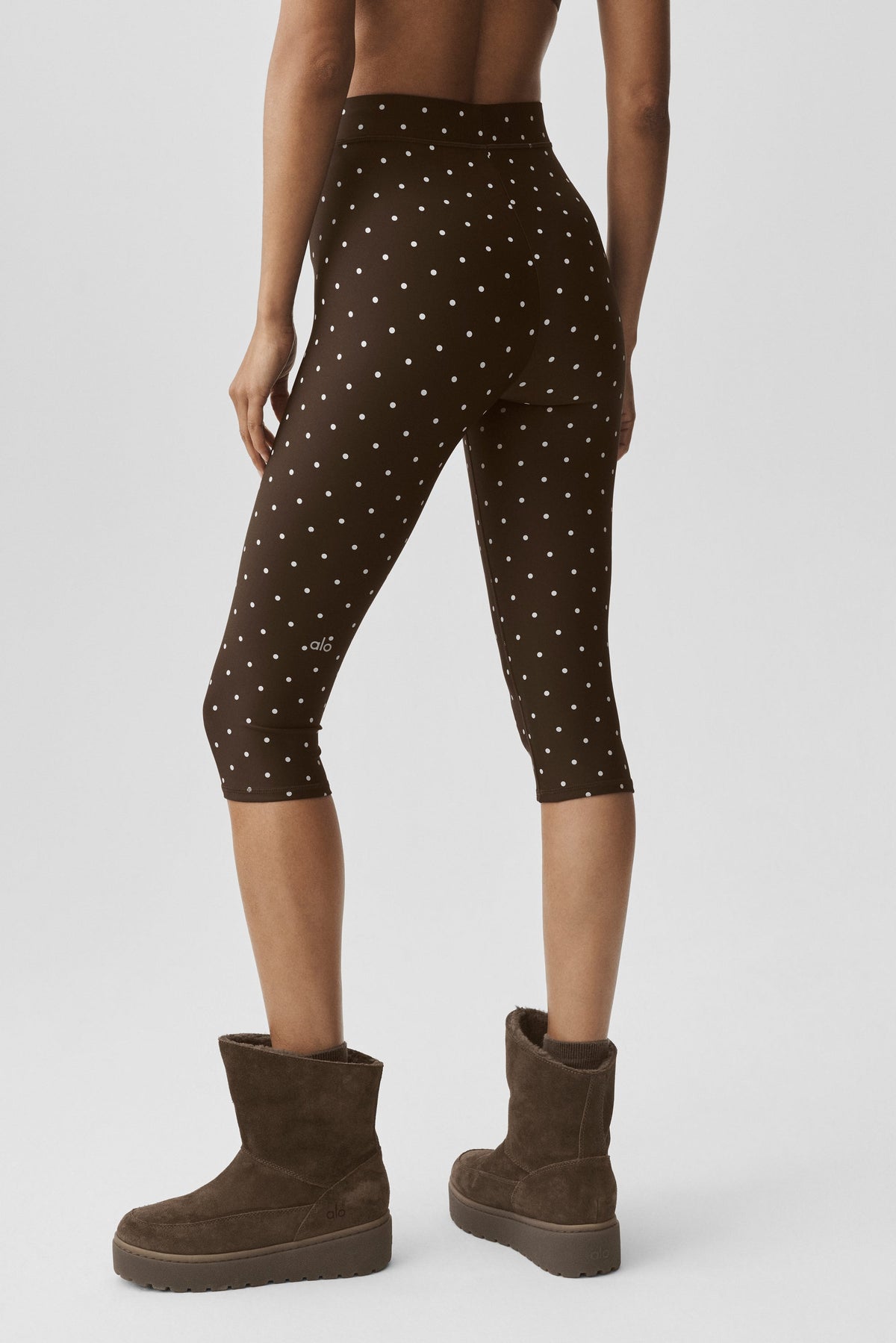 Airlift Polka Dot High-Waist Iconic 90's Capri - Espresso/White
