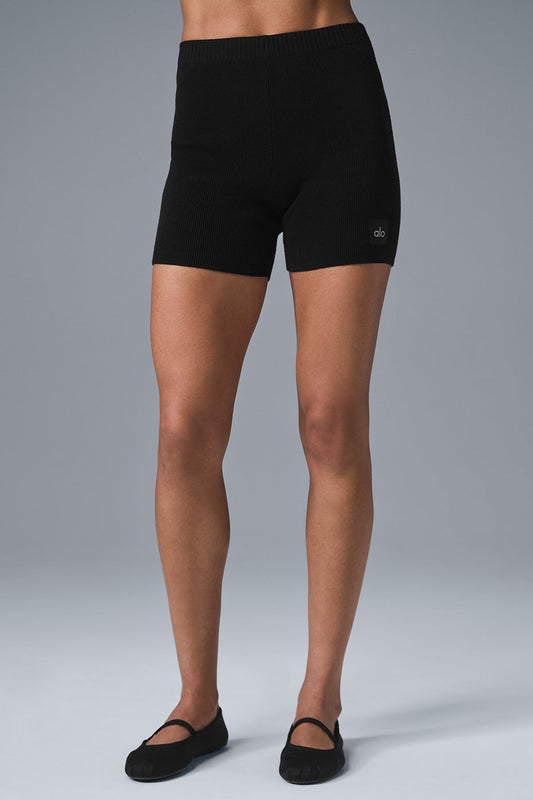 ALO Scholar Knit High-Waist Short - Black